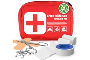 TRAVEL FREUND Mini Apteczka pierwszej pomocy - mała i miniaturkowa apteczka podróżna - na rower, kemping, podróże, wędrówki, outdoor i na rower - Zestaw pierwszej pomocy - w podróży i podczas podróży