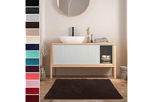 Casa Pura Tapis de bain à poils longs antidérapant certifié öko-Tex 100, Microfibre, Earth Brown/Braun, 60x50 cm