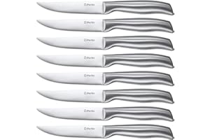 D.Perlla Couteau à Steak, Ensemble de Couteaux à Steak à Lame Droite Extra Tranchante, Couteau à Steak Professionnel à Bord Droit Pour la Table de Cuisine, 23.1 CM
