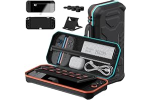 Hosanwell 13 IN 1 Carrying Case for Nintendo Switch 2, with 2 Screen Protector, Silicone Cover, Joystick Caps & Adjustable Stand, Hard Accessory Protective Case for Switch 2