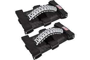 E-COWLBOY Roll Bar Grab Handles Grip Handle for Jeep Wrangler YJ TJ JK JKU JL JLU Sport Sahara Freedom Rubicon Unlimited X Gladiator JT 1955-2024 UTV ATV Accessories Premium Paracord US Flag (Gray 2 Pack)