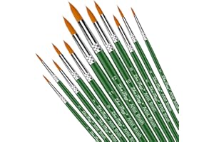 SILITHUS Paint Brushes 12 Pieces Set,Professional Paint Brush Round Pointed Tip Nylon Hair Artist Acrylic Brush for Acrylic Watercolor Oil Painting Body Paint (Green)