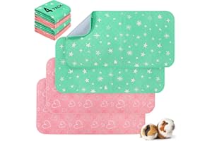 Scenereal 4 Packs Guinea Pig Cage Liners Small Animal Bedding, Washable Reusable Fast Absorbent Waterproof Pee Pad Accessories, Non-slip Pet Mat for Rabbit Hamster Chinchillas 68x35cm