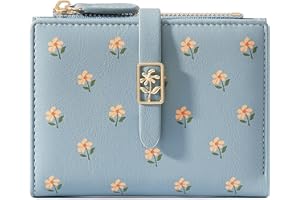 GOIACII Purses for Women Small Floral Pattern Compact Bi-fold Wallet with Zipper Coin Purse