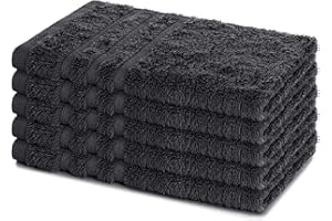 ‎LAVEA Lavea® 5er Set Gästehandtücher 30x50 cm – Weiche und Saugstarke Gästetücher aus 100% Baumwolle, Frottierserie Elena – Waschbar und Strapazierfähig - Anthrazit