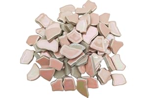 BTMIEY 500 g unregelmäßige Keramik-Mosaikfliesen, 2–4 cm, Mosaik-Steine für DIY-Mosaikherstellung, Handwerk, Hobby, Kunst, Heimdekoration, Wanddekoration (schillerndes Rosa)