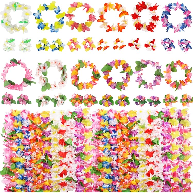 Hawaiian Leis Set - 36 Stück Bunte Blumengirlanden