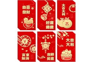 FEELAVA Sobres Rojos de Año Nuevo,36 Piezas 2022 Sobres Rojos Chinos de Hong Bao Sobres de Dinero de la Suerte del Año del Tigre Tradicionales para Celebrar el año Nuevo y Bodas Chinas(7 x 3,5 pulgadas)