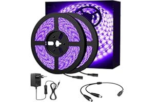 VANLUDA 12V Ruban LED Ultraviolet 10M pour Lumière Noire,Lampe Violet, Bande Lumineux, Eclairage Ambiance UV pour Couleur Fluo Soirée DJ Helloween Noël Disco