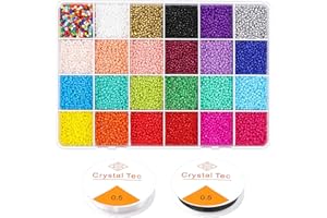 Prettme 12000pcs Glass Seed Beads for Bracelet Making Kit, 2mm12/0 Small Colorful Glass Beads for Friendship Bracelets DIY Necklace Earrings Crafting