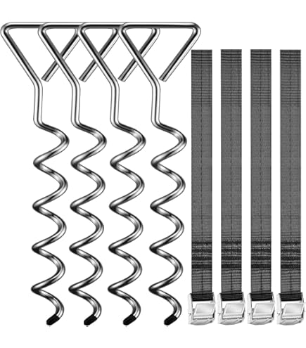 TRIBECCO Lot De 4 Piquets D'ancrage Au Sol Pour Trampolines – Bâche Ou