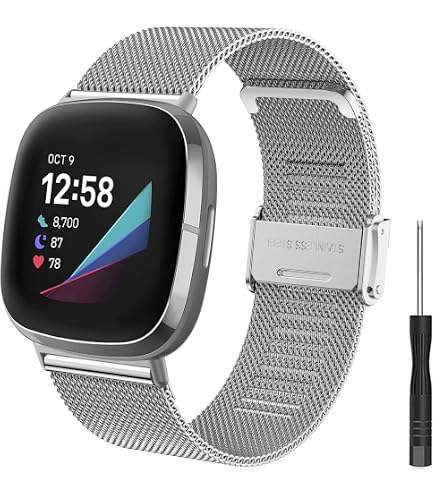 2 pezzi Cinturino in Metallo Compatibile con Fitbit Versa 4/Versa 3/ Sense 2 ,Cinturini di Ricambio in Metallo Magnetico Bracciale per Fitbit Versa 3/Sense 2/Versa 4 Cinturino milanese Uomo Donna,S