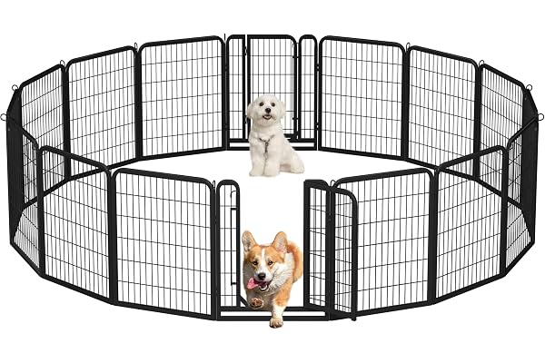 Yaheetech Parc pour Chien 16 Panneaux Enclos Chien Chiot Lapin Rongeur Cage pour Chiens Interieur Clôture Chiens Chenil Exterieur 80cm