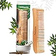Midazzle Kacchi Neem Wooden Comb For Multi-Actions - Detangling, Frizz Control & Shine, Suited For All Hair Types - Pack of 1 (MINC2104)