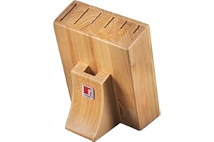 BERGNER Teka | Ceppo per Coltelli da Cucina | Misure da 18 x 14 x 24 cm | Fabbricato in Legno di Teka | Fori per Diversi Tipi di Coltello | Struttura Retta