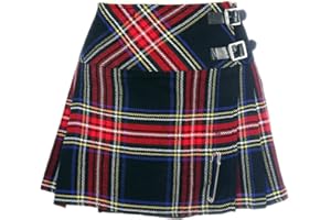 The Scotland Kilt Company Ladies Scottish Adjustable Mini Billie Kilt 13” Length - Black Stewart - Various Sizes