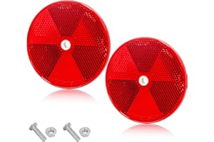 AGRISHOP 2X Catadioptrico para Remolque,Ø80mm,Reflectors Rojo Redondo Reflector de Seguridad de Poste Tractor Bicicleta con Tornillos