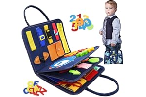 FUNINGEEK Busy Board Jouet Montessori 3 Couches Planche Montessori Jouet pour Fille de 3 Ans, Tableau d'Activités Apprendre Compétences de Vie Jouet Éducatifs pour Enfant 2 3 4 Ans