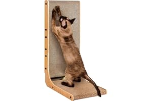 EHEYCIGA Griffoir pour Chat, 68cm de Haut en Forme de L pour Mur et Coin, Planche Grattoir Chat Carton avec Balle Jouet d'intérieur