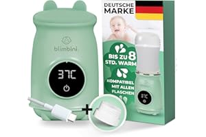 blimbini® Pro+ tragbarer Flaschenwärmer Baby unterwegs mit genauer Temperatursteuerung & USB-C - akkubetriebener Flaschenwärmer to go - Babyflaschen Wärmer unterwegs (inkl. Adapter Nr. 1)