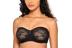 Dobreva Biustonosz damski bez ramiączek z fiszbinami z koronki Dirndl Bandeau z przezroczystymi ramiączkami