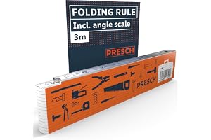 Presch Tumstock 3m med Vinkelfunktion - Trä - Orange - Stora & mycket tydliga siffror - Exakt inrastning - Gliedmått, Tumstock, Mätsticka, Mätverktyg, 3 meter tumstock med verktygsmönster