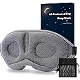 Zurzache Sleep Mask - Perfect Light Blockout 3D Comfort Ultra Soft Sleeping Mask for Women Men, No Pressure On Eyes, Ultra Soft & Comfortable Eye Shade Cover for Travel/Sleeping/Shift Work/Nap Grey
