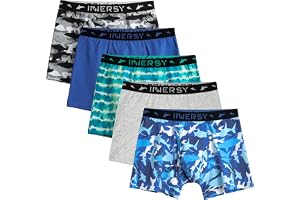 INNERSY boxershorts i bomull för pojkar med fluga, mjuka retroshorts, underkläder, 5-pack