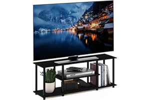 Furinno TURN-N-TUBE TV Stand, 3-Tier Entertainment Center with Open Shelves, TV Console for TV up to 50 Inch, for Living Room, Bedroom, Walnut