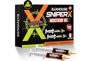 Exahouse Gel Insecticide Anti Cafards 2 seringues (2x10g) - Produit Eradicateur Cafards Puissant - Seringue Gel Insecticide Sniper, Produit pour Blattes