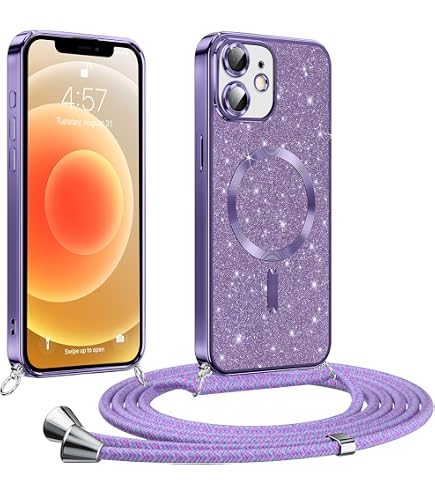 Yirlbey Handyhülle Mit Band Für IPhone 12 – Blumen-Design, Transparent & Stoßfest Mit Halsband