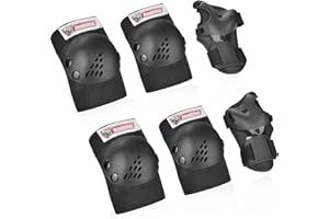 RUNDONG Youth/Kids Knee Pads Elbow Pad Wrist Guards Protective Gear Set for 3-15 Years Child Roller Skates Skateboard Inline Rollerblading Cycling BMX Bike Skating Scooter Riding and Other Outdoor Sports