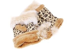 ZLYC Women Winter Faux Fur Half Finger Gloves Girls Warm Fingerless Mittens