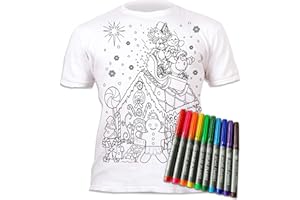 Splat Planet Camiseta de Navidad para colorear con 6 bolígrafos mágicos lavables no tóxicos, para colorear y lavar