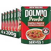 Dolmio Pasta Pronto Tomato and Chilli Microwave Fusili with Sauce, Bulk Multipack 6 x 200 g Pouches