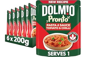 Dolmio Pasta Pronto Tomato and Chilli Microwave Fusili with Sauce, Bulk Multipack 6 x 200 g Pouches