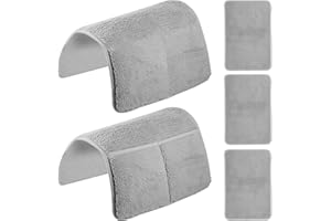 Foppla 5Pcs Sofa Armrest Cover with Side Storage Pockets Lambswool Sofa Arm Protector Non Slip Sofa Headrest Cover Machine Washable Recliner Chair Arm Cover for Recliner Chair Sofa Pets(grey)