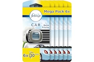 ‎FEBREZE Febreze Auto Lufterfrischer Clip, 12 ml (6 × 2 ml), Reine Frische, Auto Duft bekämpft Gerüche bis zu 70 Tage