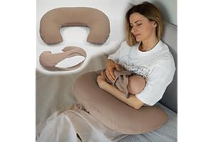 PaLulli® Muślinowa poduszka do karmienia piersią ze 100% bawełny muślinowej – poduszka do karmienia dla niemowląt, poduszka do karmienia dla niemowląt, oddychająca i nadająca się do prania, brązowa