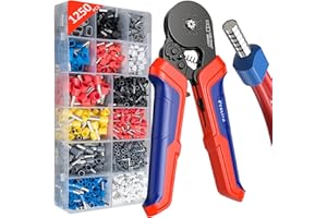 Preciva Pinza Crimpatrice con 1250 Puntali, Crimpatrice Professionale 0.25-10mm² per Cavi Isolati, Pinza a Cricchetto per AWG 23-7