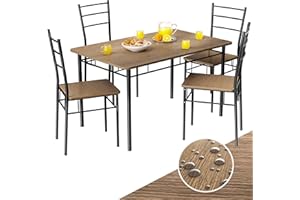 Casaria® Gruppo di Sedute Leo Set 5 Pezzi Tavolo da Pranzo con 4 Sedie Set di Mobili per Sala Cucina Soggiorno Salotto Set da Pranzo Tavoli Sedia
