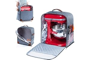 BAGSPRITE Housse pour mixeur sur pied, avec base coulissante, compatible avec les mixeurs KitchenAid, sac de rangement pour mixeur 6/7/8 litres, avec poches pour accessoires et ustensiles de cuisine