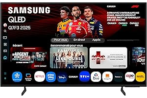 Samsung TV AI 50 Pouces QLED 50Q7F3 4K Smart TV, Quantum Dots, Q4 AI Processor, WiFi, Airplay, HDR, Q-Symphony, OTS Lite, Knox Security, Gaming Hub, Bixby, Application opérateurs intégrées