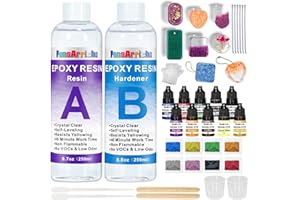 FansArriche Resina Epoxi Transparente No Toxica 500ml - Relación 1: 1 Resina Epoxi, para Decoración Artesanal, Resina Epoxi Manualidades, Kits para Hacer Bisutería