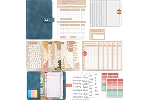 FUHOMI Budget Planner Deutsch A6 Binder - Bugetplaner Deutsch Startset mit 8 Sparchallenges, Finanzplaner Haushaltsbuch, Geld Organizer Sparbuch, Sparen mit Umschlagmethode