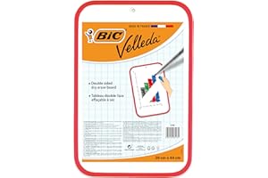 BIC Velleda Tableau Double Face Effaçable à Sec (30 x 44 cm), Parfait pour la Maison, Bordure Rouge, Lot de 1