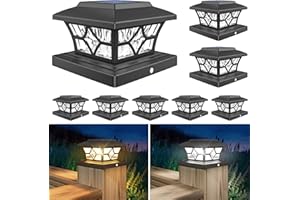 VOLISUN Solar Post Cap Lights Outdoor, Solar Powered Fence Post Cap Lights for 4x4 Vinyl/Wood Post, Black Waterproof Solar Deck Post Lights 8Pack Cool/Warm for Garden Patio Porch...