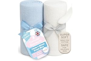 Soft Touch Newborn Essentials 70 x 90cm Cotton Baby Cellular Blanket for Pram, Car Seat and Cot Bedding