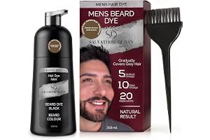 Beard Dye for Men Dark Brown - Mens Beard Dye - 20 Applications - With 20 Gloves and Brush - Salvathor Duran - 250 ml. Gradua