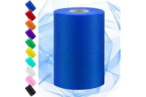 Swpeet 6 Pollice da 100 Yards Royal Blue Tulle Tessuto Roll, Tessuto Spool Tulle Nastro, Netting Poliestere Spool Ideale per DIY Handmade Festa di Compleanno Decorazioni Matrimoniali Forniture di